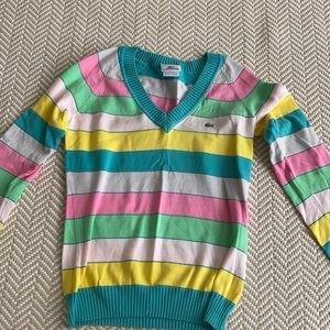 Lacoste multi colored v neck sweater